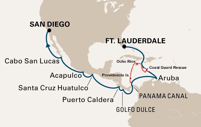 Panama Canal Cruise Route Map